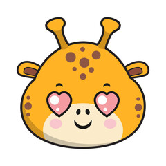Giraffe Heart Eyes Face Sticker Emoticon Head Isolated