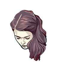 Cute cartoon girl with brown hair