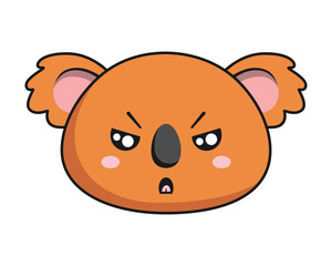 Fototapeta premium Koala Angry Face Brown Koala Sticker Kawaii Isolated