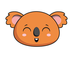 Fototapeta premium Koala Grinning Face Brown Koala Sticker Kawaii Isolated