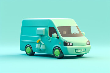 3d illustration of green delivery car