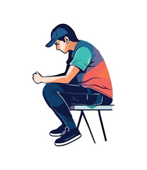 Man sitting, illustrated in vector art style