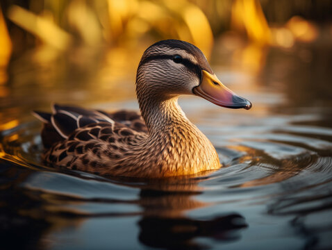 A Duck in Nature with a Shallow Depth of Field | Generative AI
