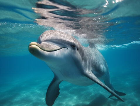 A Dolphin in Nature with a Shallow Depth of Field | Generative AI