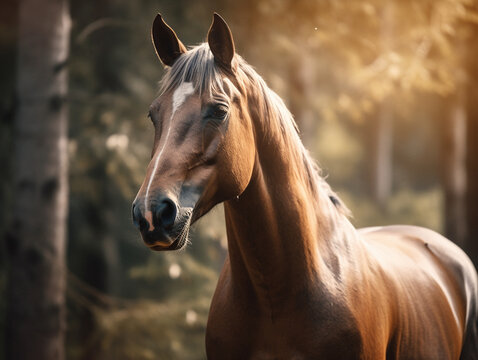 A Horse in Nature with a Shallow Depth of Field | Generative AI