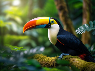 Obraz premium A Toucan in Nature with a Shallow Depth of Field | Generative AI