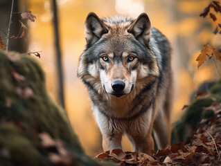 A Wolf in Nature with a Shallow Depth of Field | Generative AI