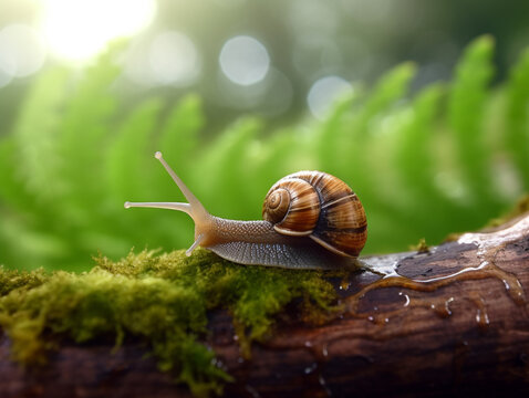 A Snail in Nature with a Shallow Depth of Field | Generative AI