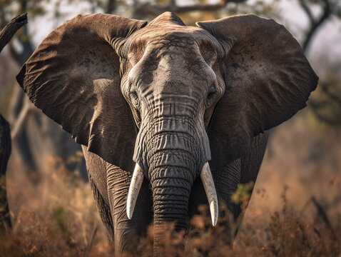An Elephant in Nature with a Shallow Depth of Field | Generative AI
