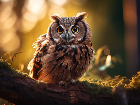 An Owl in Nature with a Shallow Depth of Field | Generative AI