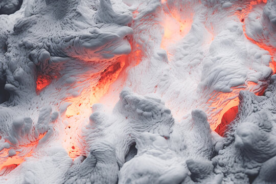 3D render of hot white lava flow background. Wide angle format banner. Generative AI © Fokasu Art