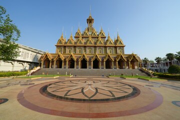 Exterior of Golden Church, Tha Sung Temple, Uthai Thani Province, Thailand, taken on May 7, 2023.