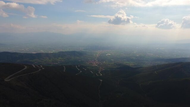 Mountain peak city image taken by drone
