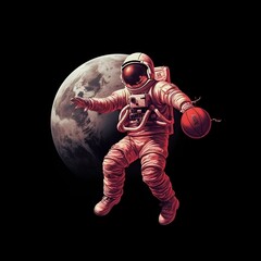 Obraz na płótnie Canvas AI-Generated Astronaut Holding Basketball