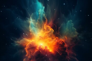 Obraz na płótnie Canvas Bright star amidst nebula with vibrant color lights. Generative AI