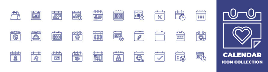 Calendar line icon collection. Editable stroke. Vector illustration. Containing calendar, date, time, and more.