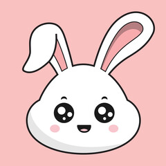 Obraz premium Rabbit Happy Face Bunny Head Kawaii Sticker