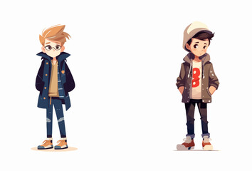 young boy outfit fashion flat vector different style