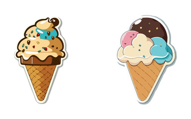 ice cream cone sticker vector different style