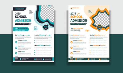 Creative professional and modern school flyer design, online school education admission flyer poster template, book cover, leaflet, poster, brochure template design. - obrazy, fototapety, plakaty