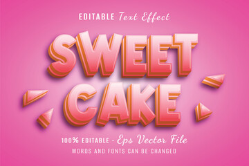 sweet cake pink color 3d text effect design