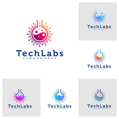 Set of Tech Lab logo template, Creative Lab logo design vector, Tech logo concepts