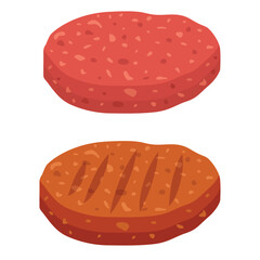 Vector cartoon image of meat products. The concept of farm fresh meat, smoked sausages, etc. Cooking and selling elements for your design.