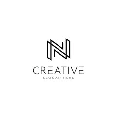 Design a clever and minimalist monogram N, solutions for brand identity designs for startup companies, individuals, etc, letter n,