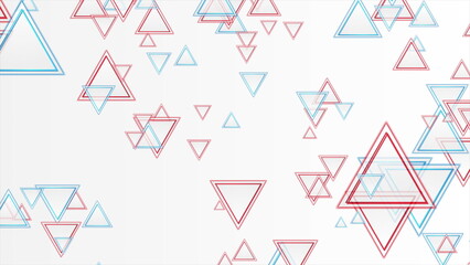 Red blue minimal triangles abstract technology background