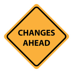 Changes ahead yellow caution sign.Road Traffic symbol..eps