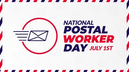 National Postal Worker Day July 1st illustration with on mail envelope background