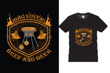  bbq lover beef and beer food,cooking,alcohol,steak, Funny BBQ Beer T-Shirt Design vector template.drink,meal,grill,art,Funny BBQ typography designs  for print posters,banner,card vector illustration.