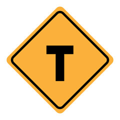 Road traffic warning sign T-junction vector illustration background..eps