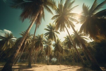 Naklejka na ściany i meble Beachside palms. Generative AI