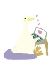 Duck illustration hand drawn.