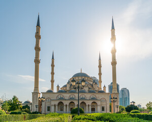 Fototapeta na wymiar Grozny, Russia. Heart of Chechnya im. Akhmat-Khadji Kadyrov. Mosque