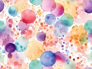 Abstract watercolor seamless background of circles and bubbles