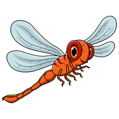 Cartoon funny dragonfly isolated on white background 