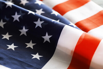 Fototapeta premium American Flag Wave Close Up for Memorial Day or 4th of July