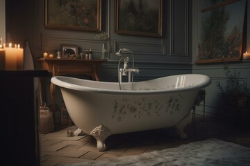 Naklejka na ściany i meble A tub in an interior bathroom design. Generative AI