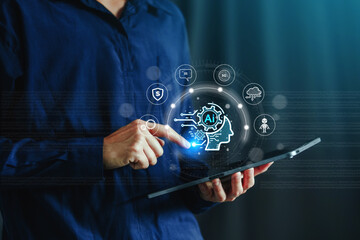 AI, Artificial Intelligence, technology smart robot AI, artificial intelligence by enter command internet of things(iot) of technology enhancing global business capabilities.