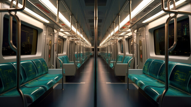 The interior of the metro train compartment