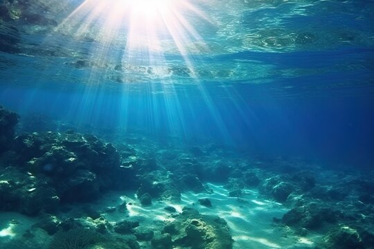 Calm ocean background underwater, generative ai