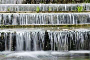 Water flowing down the waterfall