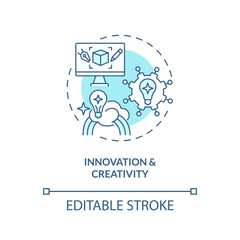 Innovation and creativity turquoise concept icon. Business idea. Problem solving. Creative thinking. Community spirit abstract idea thin line illustration. Isolated outline drawing. Editable stroke