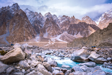 Beautiful Landscape of Hunza Valley in Autumn season. Northern Area of Pakistan.