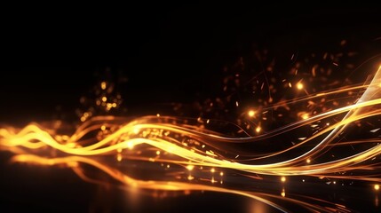 Fototapeta na wymiar Abstract futuristic background with gold glowing neon moving high speed wave lines and bokeh lights. Visualization of sound waves. Data transfer concept. Fantastic wallpaper. Generative AI