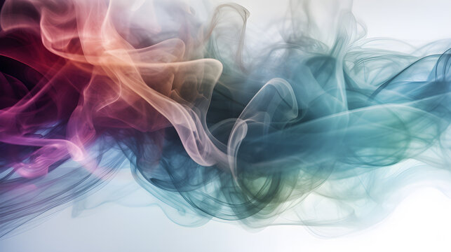 Motion colorful smoke isolated on white background. Fancy dream cloud of ink created with AI generated technology