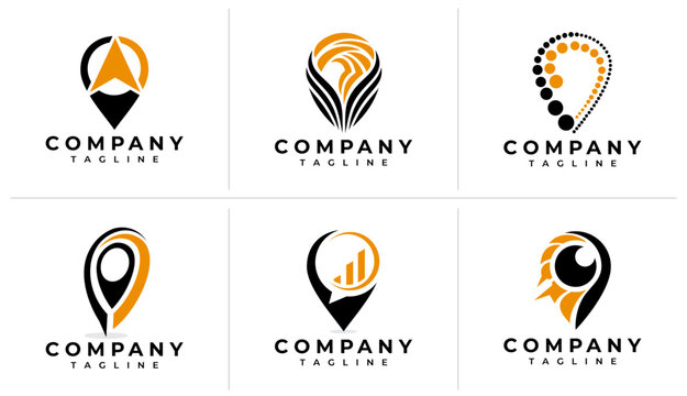Minimalist abstract pin point logo design bundle