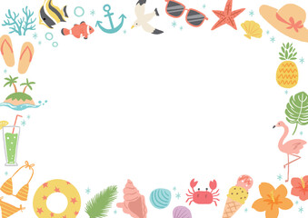 夏のアイコンイラスト　フレーム